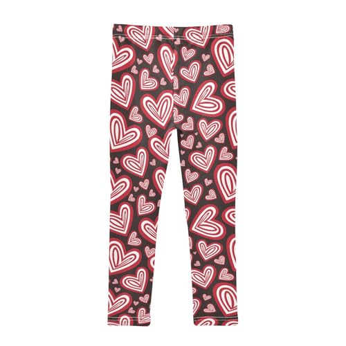 Beautiful Valentine Red Hearts Girls Leggings,Workout Leggings for Girls Toddler Athletic Leggings Size for 3-10T2