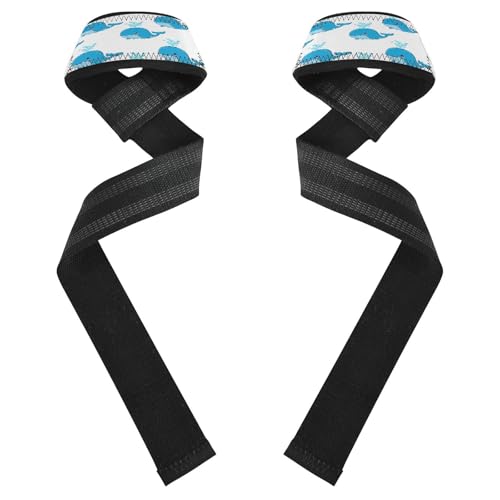 STAYTOP Cute Cartoon Blue Whales Wrist Straps for Weightlifting,Lifting Straps with Neoprene Cushioned Wrist Padded and Anti-Skid Silicone for Strength Training,Bodybuilding,Deadlifting