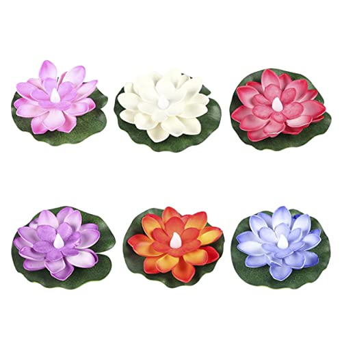 Uonlytech Flores Flotantes de Artificial para Estanques y Acuarios 6 Piezas Decoración de Mesa y Jardín Plantas de Plástico Reutilizables Centro de Mesa para Piscina Flor de Lirio Decorativa