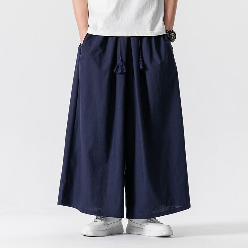 GUOYUXIAO Men's Pants Spring Summer Print Wide-Leg Trouser3