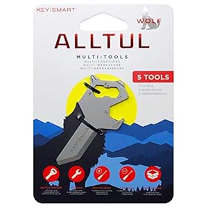 KeySmart AllTul Wolf – 5-in-1 Everyday Carry Multi-Purpose Keychain Multitool with Bottle Opener, Wrench, Philips Head, Flat Head, and Box Opener, Ideal Utility Tool for Camping, Fishing Etc.
