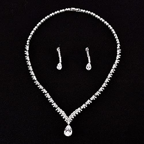 Bijoux Goutte d'eau Cristal Mariage parure collier boucles d'oreilles - 2