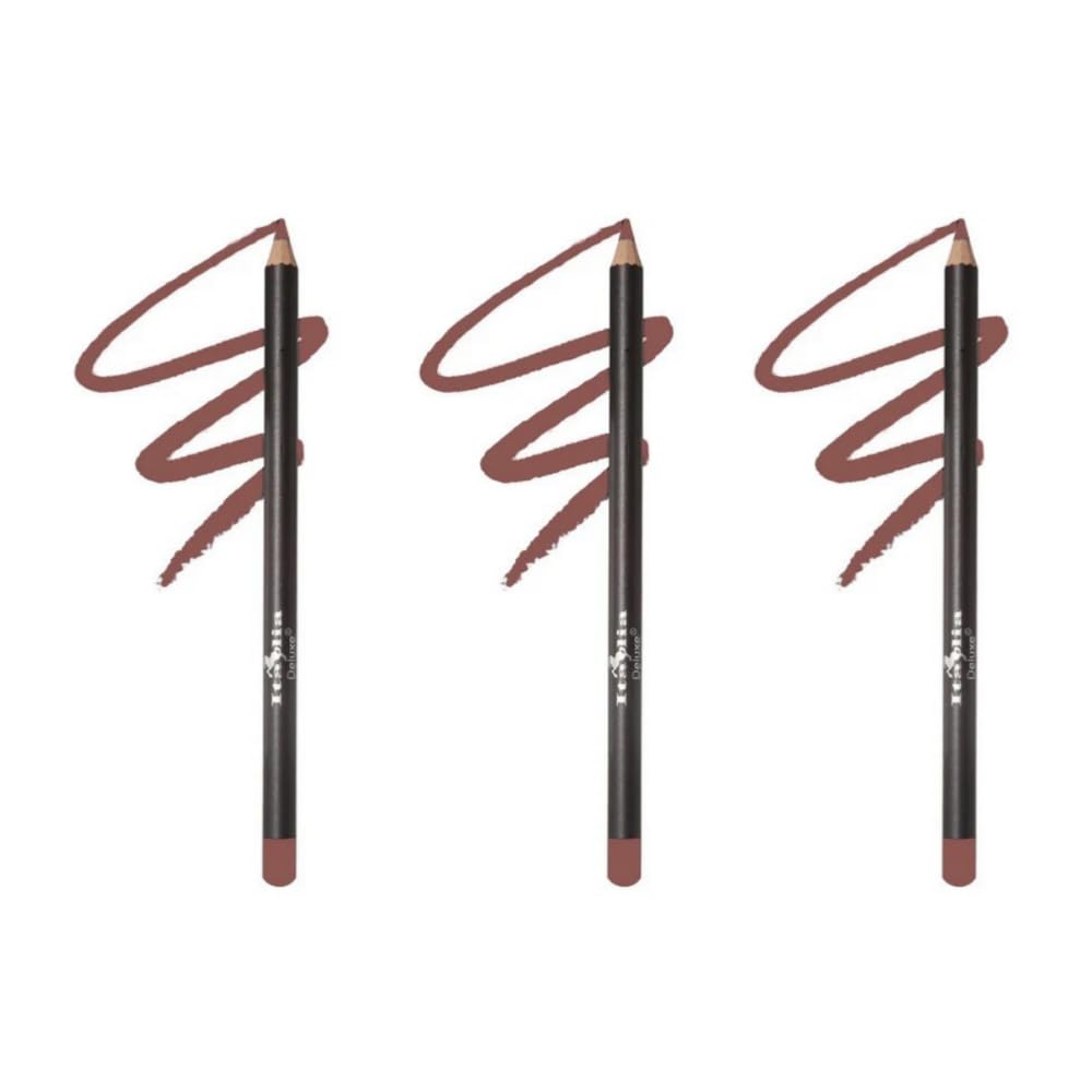 3 Pcs x Italia Deluxe [ 1064 Hazelnut ] Ultra Fine Lip liner Pencil Lipliner Set + Free Zipper Bag