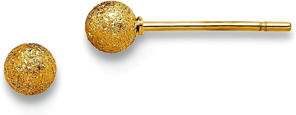 Stainless Steel Polished Laser Cut Yellow Ip Plated 4mm Ball Post Earrings 4x4mm Wide Ball Earring for Women