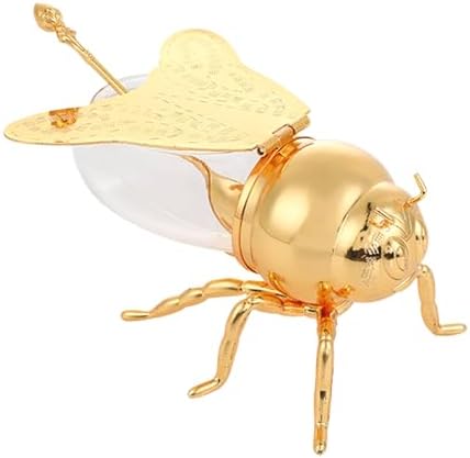 Bee Honey Jar Glass Sugar Bowl with Lid and Spoon Honey Dispenser...