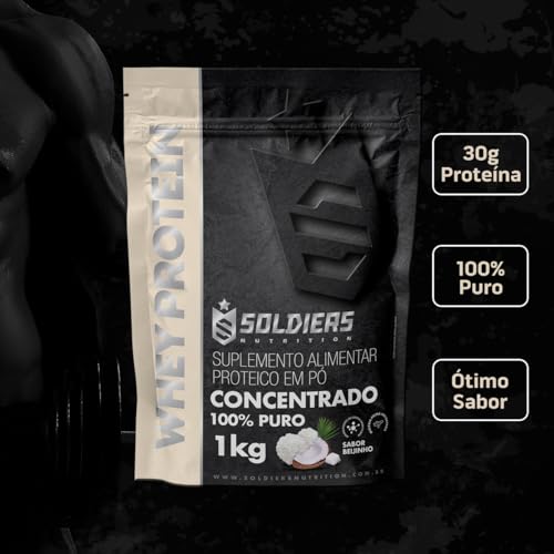 Whey Protein Concentrado 1kg - Beijinho - 100% Importado - Soldiers Nutrition
