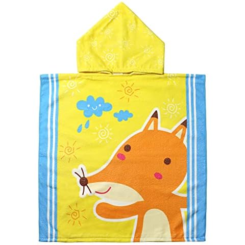 EUFANCE Kinder Surf Poncho, Strand Schwimmen Bad Kapuzenhandtuch, Kinder Bademantel Trocknen Handtuch, Leicht und saugfähig Pullover-Badetuch Cover