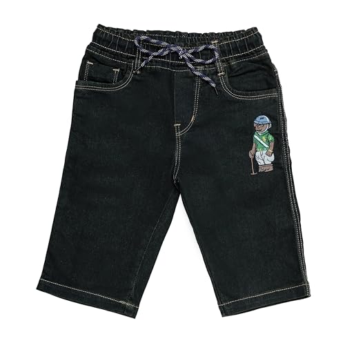 Image of Boys Regular fit,Light Blue,Drawstring Elastic Waistband,Stretchable Cotton Denim, Clean Look,Casual,Below Knee Length, 3 /4 Shorts