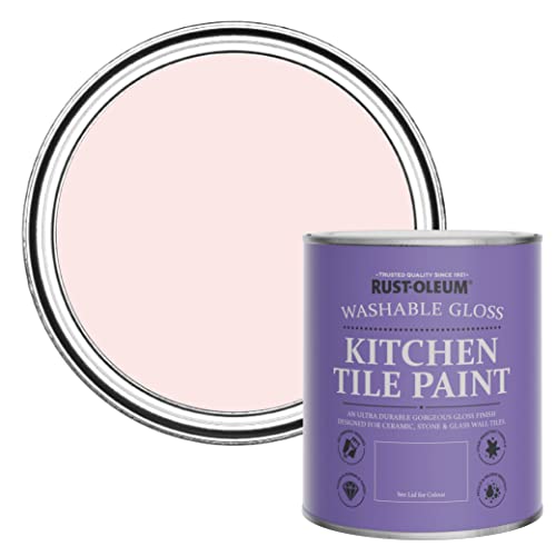 Rust-Oleum Pink Water-Resistant Kitchen Tile Paint in Gloss Finish - Strawberry Vanilla 750ml