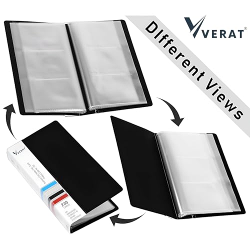 Image of VERAT Business Card Holder, 120 Pockets for 240 Cards Business Card Holder | Debit /Credit /Business /Visiting Name ID Card Holder Card Organizer Professional (Black Card Holder, 1PCS Card Holder)