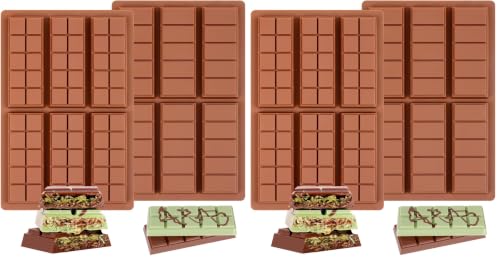 Image of Chocolate Bar Mold - Non-Stick Silicone Chocolate Molds, Food Grade Dubai Deep Chocolate Bar Mold for Milk Pistachio - Set of 2 (Pack of 2)