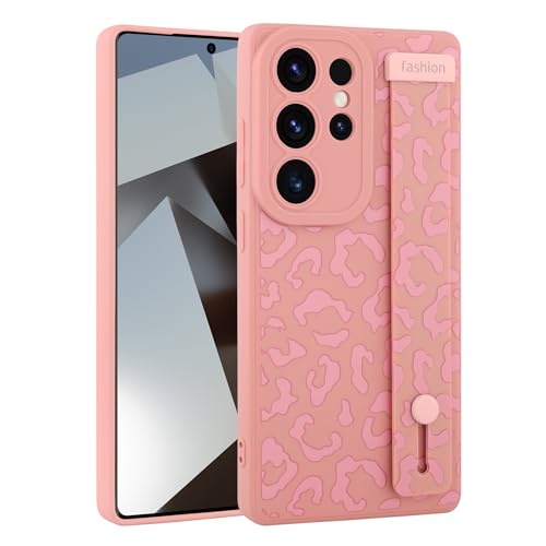 Image of Compatible with Samsung Galaxy S25 Ultra Case with Strap Wrist Pink