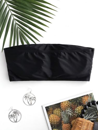 ZAFUL Women's Bandeau Bikini Top Strapless Solid Color Bathing Suit2