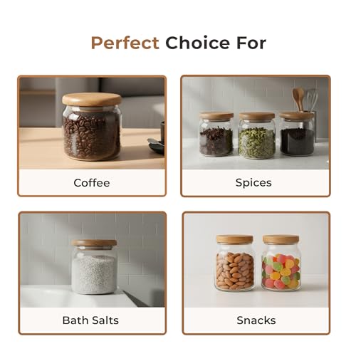 Image of HomeEssentials Premium Borosilicate Glass Jar with Airtight Lid - Small Kitchen Storage Container for Spices, Seeds, and Herbs - Heat-Resistant & Microwave Safe