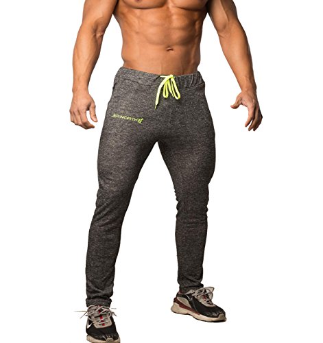 Jed North Men's Joggers Bodybuilding Slim Fit Tight Workout Sweat Pants Dark Heather Gray