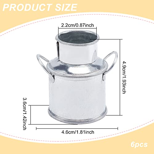 FINGERINSPIRE-6-Pcs-Mini-Rustic-Galvanized-Vase-Shabby-Chic-Small-Metal-Bucket-Dollhouse-Flower-Plant-Vase-Milk-Can-Candy-Container-for-Micro-Garden-Landscape-Decorations-18x14x19-inch-Silver FINGERINSPIRE 6 Pcs Mini Rustic Galvanized Vase Shabby Chic Small Metal Bucket Dollhouse Flower Plant Vase Milk Can Candy Container for Micro Garden Landscape Decorations 18x14x19 inch Silver