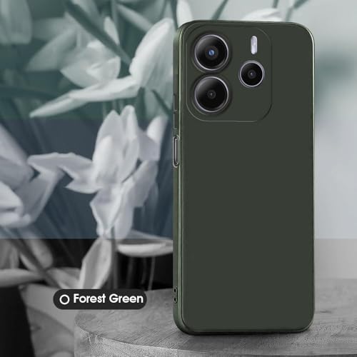 Image of Back Cover for Mi Redmi Note 14 5G | Full Camera Protection | Premium Liquid Silicon Case | Flexible Bumper Case for Mi Redmi Note 14 5G (Military Green)