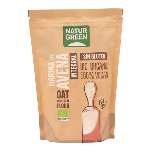 NaturGreen - Harina de Avena Integral, Granos de Avena Molidos, Ecológico, Condimento Bio, 100%...