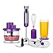 XIXIDIAN Licuadora de mano multiusos, blender de acero inoxidable 3 en 1, juego de batidora de mano, velocidad continuamente variable con picador de alimentos, cubilete, batidor de huevo, púrpura, 300