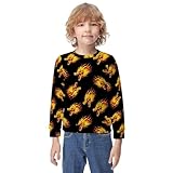 MZERSE Soft Kids Crew Neck Pullover Cool Fire Dragon Art, Long Sleeve Sweatshirt for All Seasons, 8-10Y