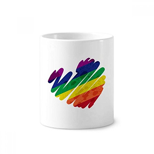 Mug arc-en-ciel LGBT en céramique blanche de 350ml et porte-pinceaux multifonction