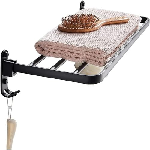 Porte-serviette de salle de bain pliable 50 cm XXZ avec crochets en alu