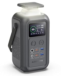 Tragbare Powerstation 60.000mAh AsperX, 140W Mobile Power Station für Mehrere Geräte, Camping Solargenerator mit Notfall Lampe, 192Wh LiFePO4-Akku, Stromspeicher für Reisen Outdoor Portable Powerbank