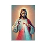 ZGHQHCDRH Modernes Wandkunst-Poster, Motiv: Heiliges Herz Jesu Christus, strukturierter Leinwanddruck für Wohnzimmer, ein auffälliger Mittelpunkt für Ihr Zuhause, Büro, ungerahmt, 20 x 30 cm