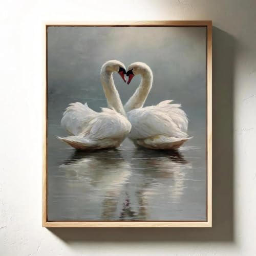Tableau sur toile cygnes pour embellir un mur vide décoration vintage A2 60x90cm sans effort
