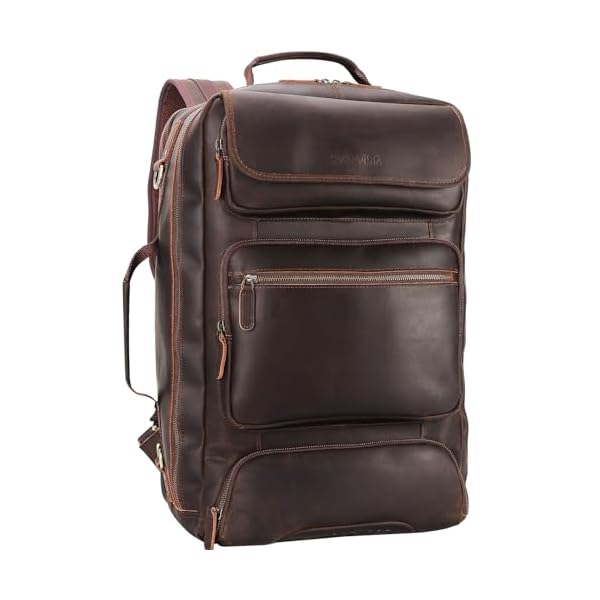 STAR VISTA Voyager-02 Full Grain Leather Travel Backpack, 40L Luxurious Capacity, All-in-One Duffle Backpack for Global Jet-set Voyagers, 17.3" Laptop Compatible, Canvas Lining