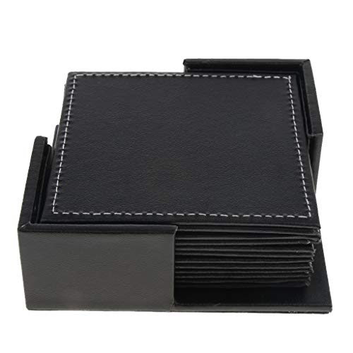 Jogo americano quadrado de couro de luxo da Almencla, 6 peças, com organizador