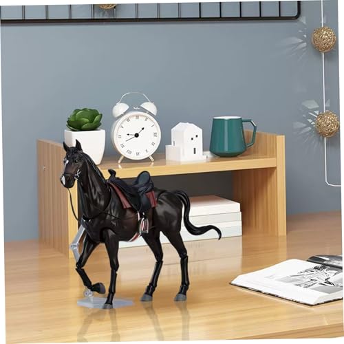 Estatua de caballo de 8 x 5 pulgadas articulada con silla de montar y cabestro negro 2
