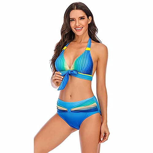 Bikini bleu réversible avec son dos tressé unique et ses finitions en dentelle