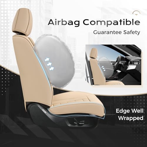Image of Coverado Car Seat Covers, Front Covers for Cars, Car Seat Cover Front Seats, Automotive Seat Cover, Waterproof, Leather Car Seat Cushion, Universal Interior Covers Seat Protectors for Most Cars