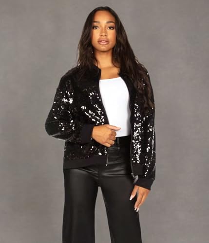 Tipsy Elves Sequin Bomber Jackets for Women - Shiny Sequined Women’s Jackets - Holiday Coats for Parties and Gatherings2