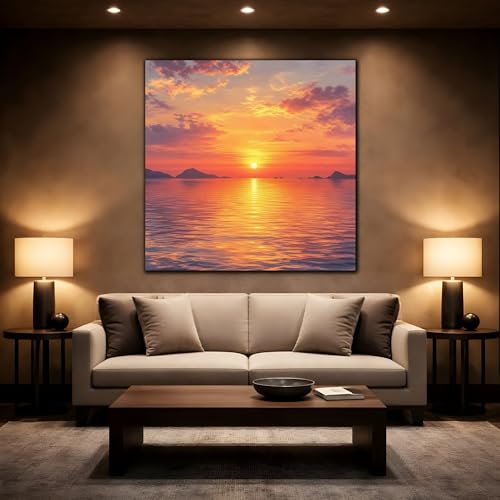 Tableau Sunset Orange Canvas Print 60x60 cm pour salon - 2