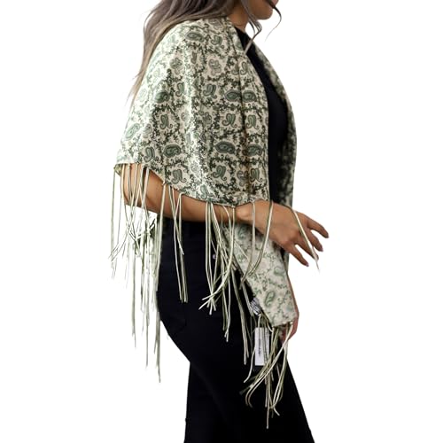 Womens Paisley Print Square Scarf W/Fringes3