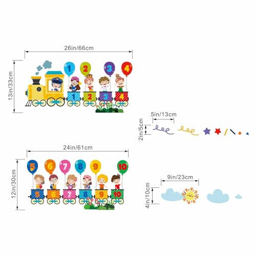 Amimagen B0D5V6KCPR Kids Train Number Wall Decals - Learning Figures Education Wall Stickers thumb #3