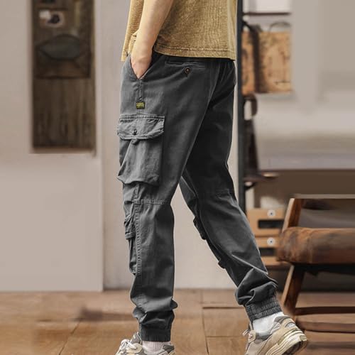 Men's Hiking Pants Drawstring Cargo Pants Lightweight Travel Pants Outdoor Tapered Casual Pant Multi Pockets3