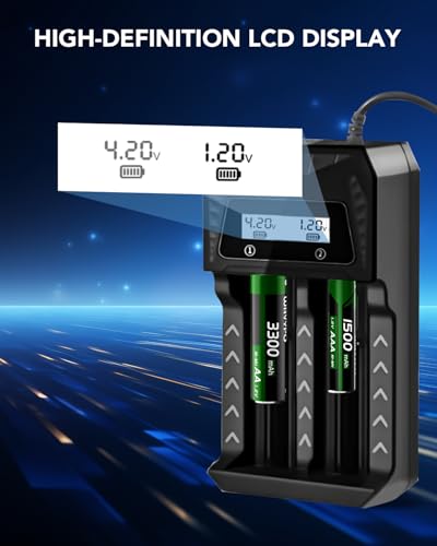 18650 Battery Charger, WAVYPO 2 Bays Smart Universal Charger with LCD Display for Rechargeable Batteries 21700 Li-ion LiFePO4 IMR AA AAA Ni-MH Ni-Cd - image 5