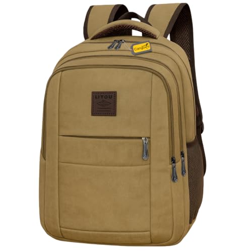 Mochila Masulina Feminina de Lona Super Resistente Reforçada Trabalho Viagens com Espaço Interno Super Confortavel e Prático (Khaki)
