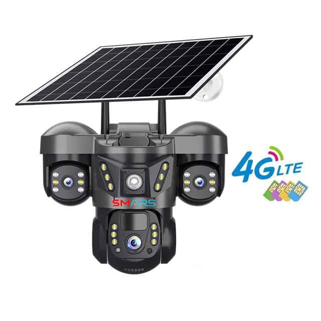 Image of smars 12 MP Full HD Tripple Lens 4G Solar Powered CCTV Camera | K7 Manual Side Rotation| Auto Tracking | Human Detection | Color Night Vision | Two-Way Audio