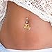SaluDaby Custom Name Belly Button Ring, Personalized Women's Double Clear Gemstone Belly Button Nail with Name Pendant Charming Zircon Body Piercing Jewelry,yellow,One size