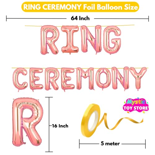 Image of Ring Ceremony Banner Rose Gold for Engagement Wedding Home Boys Girls Men Women Foil Balloon Decoration Decor Celebration