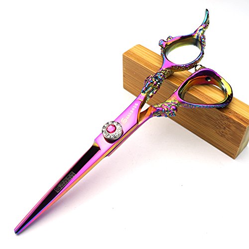 Ciseaux de coiffure violets de barbier avec ciseaux à effiler pour coupe de cheveux