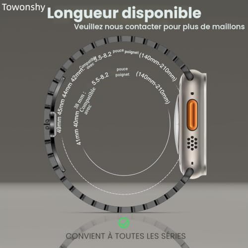 Bracelet en Métal pour Apple Watch Anti-Irritation et Réglable
