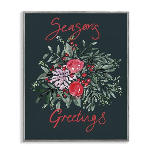 Festive Winter Holly Wreath Sentiment, 24 x 30 Inch Framed Giclée Print