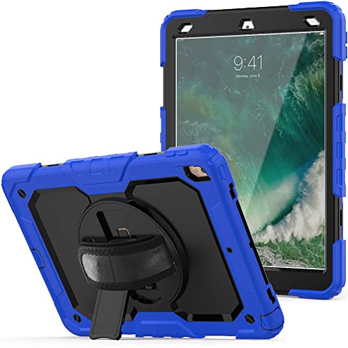 Case for iPad pro 10.5 2017/iPad air 3 10.5 2019 with 360 degree rotatable Folding stand,Trendy Shockproof case with Wrist Strap and Shoulder Strap
