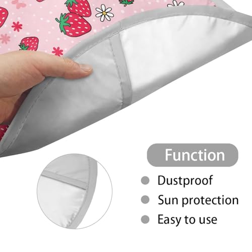 Image of Strawberry Print Steering Wheel Cover Sunshade Personalized Sun Shade for UV Protection Anti Slip Car Interior Accessories Sun Protection Universal Steering Wheel Shield