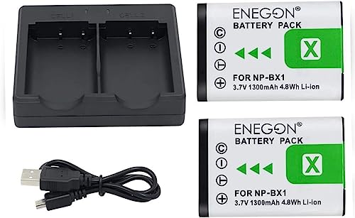 NP-BX1 ENEGON Ersatzbatterie (2er Pack) und Rapid Dual Charger für Sony NP-BX1, NP-BX1/M8 und Sony Cyber-Shot DSC-RX100, DSC-RX100 II, DSC-RX100M II, HDR-CX405